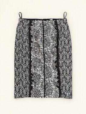 Beguile by Byron Lars Black White Damask Pencil Skirt 4